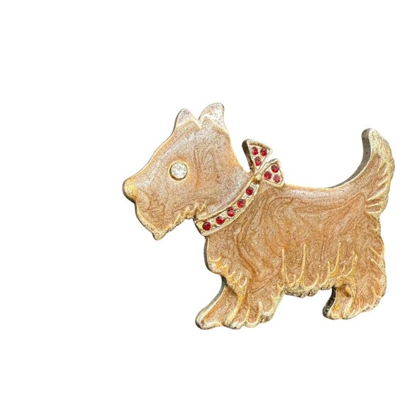 Vintage Scottie Dog Brooch Pin With Rhinestone Accents - Picture 4 of 5